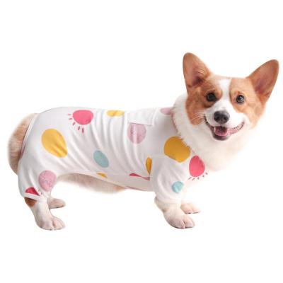 China Stocked 2022 new arrivals fashion cotton dog pajamas summer wholesale pet clothing soft dog clothes home use four legs for sale