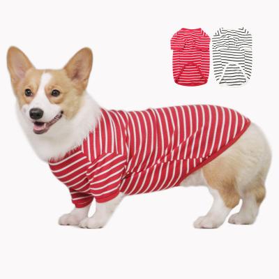 China Stocked Luxury Knitted Fancy Pet Dog Sweater Pit Bull Red White Stripe Pet Costume Soft Cotton Shirt Pet Clothes drop shipping for sale