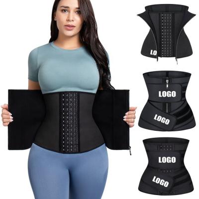 China 9 Large Cincher Corset Antibacterial Adjustable Hook Zipper Waist Trainer 4 Steel Bone Latex Waist Trainer for sale