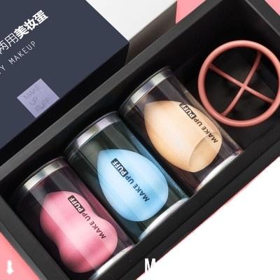 China 2020 Wholesale Microfiber Customized Color Latex Polyurethane Microfiber Cosmetic Non Blast And Oblique Shape Holder Squash For Makeup Sponge Set for sale