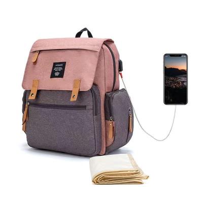 China With USB Lequeen Large Capacity Maternal Bag Multifunctional Maternal Travel Backpack Mother Baby Double Shoulder Bag Original for sale