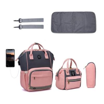 China With USB Lequeen 3pcs Travel Backpack Mommy Bag Maternity Baby Outside Diaper Bag For Family Luggage Large Size Shoulder Bag for sale