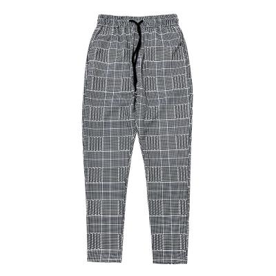 China Anti-Wrinkle Business Pants Checks Men Custom Fit Gray Latest High Quality Men's Grid Sweatpants Spandex/Polyester Pants for sale