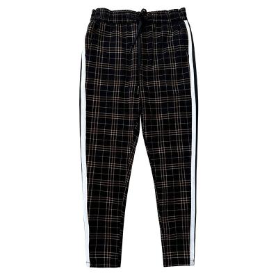 China Anti-Wrinkle Plaid Jogging Pants For Men Drawstring Sports Tracksuit For Men With Pocket Side Mid Waist Mens Casual Pants for sale