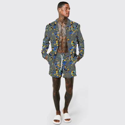 China New Summer Men's Casual Shirt Beach Printing Loose Suit QUICK DRY Two-Piece for sale