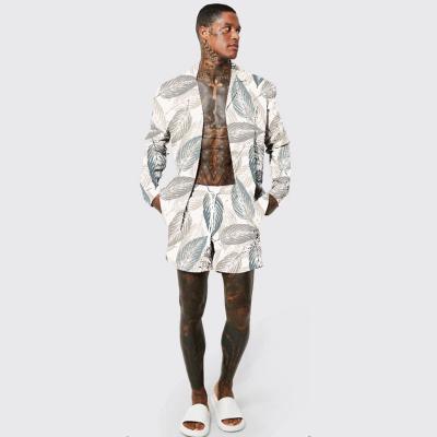 China Fashion Customized High Quality QUICK DRY Mens Summer Polyester Shirt And Shorts Suits Casual Hawaii Men Shirt Sets for sale