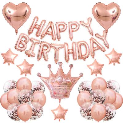 China Hot Sale Party Decoration Set Foil Balloon Aluminum Foil Letter Happy Birthday Decoraive Rubber Balloons for sale