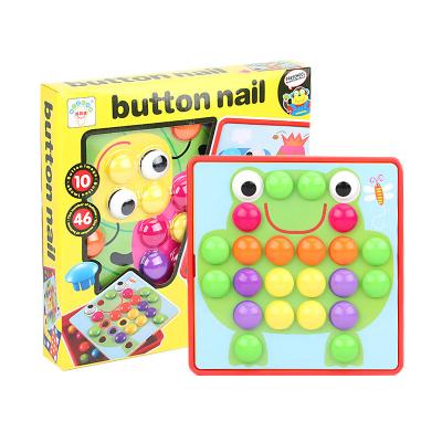 China Hot Sales Kids Educational Toy Colorful 3D Cartoon Puzzle Mushroom Nail Mosaic Panel for sale