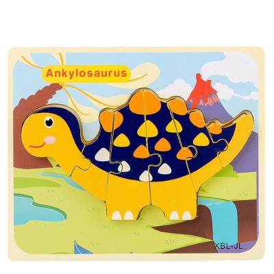 China DIY TOY New Children Cartoon Ankylosaurus The First Dinosaur 3D Puzzle Educaion Baby Shaped Wooden Matching Puzzle Toys for sale