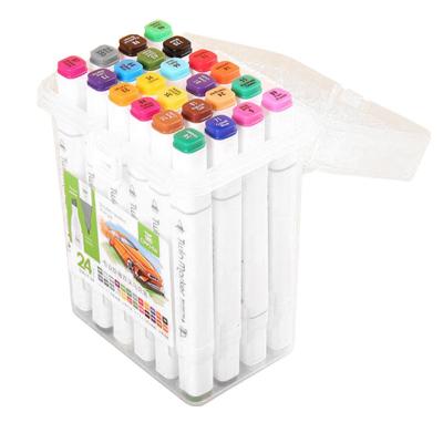 China Wholesale 24 Colors Painting Tool Art Set Watercolor Pen Painting Dual Headed Alcohol Based Marker Pens for sale