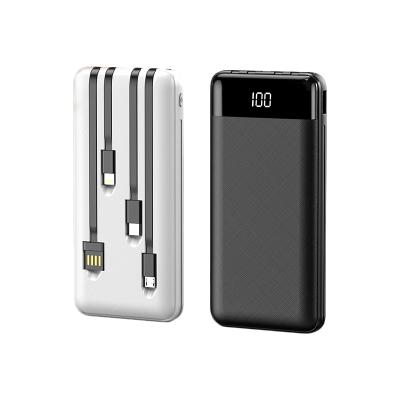 China 2021 New Arrival Digital Display Power Banks Large Capacity 20000mah Fast Charging Support Power Bank With 4 Cables for sale