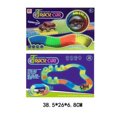 China Magic Slot Toy 128PCS DIY Track Car Glowing In Dark Track Car for sale