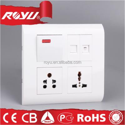 China 3-gang electrical socket outlet, telephone sockets wall outlet electrical switch and socket MRCG for sale