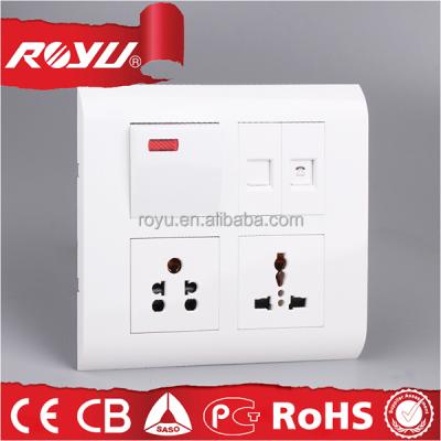 China PC Material Suitable For Indian Market Modular Type Wall Switch And Socket 145x145mm for sale