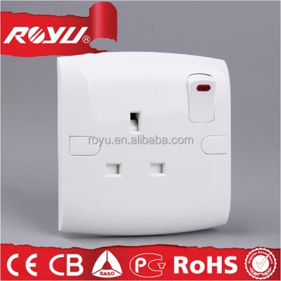 China E13D Residential / General Purpose Saudi Arabia SASO Approved Color 86*86 Size 1 Strip 13A White Lighting Switched Socket for sale