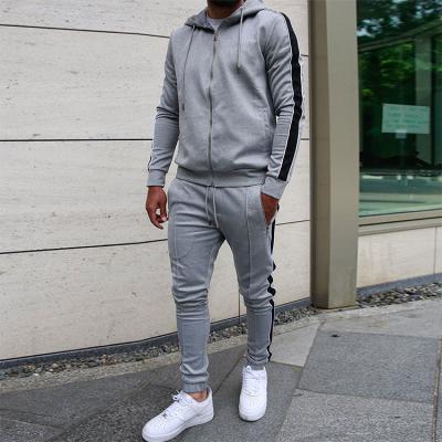 China Custom Made Zipper Polyester Logo Sportswear Breathable Tracksuit Men Two Piece Set Tracksuit for sale