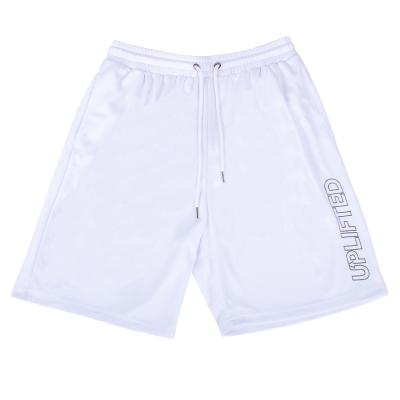 China Custom Printed Anti-Wrinkle Sports Basketball White Polyester Mesh Men's Shorts for sale