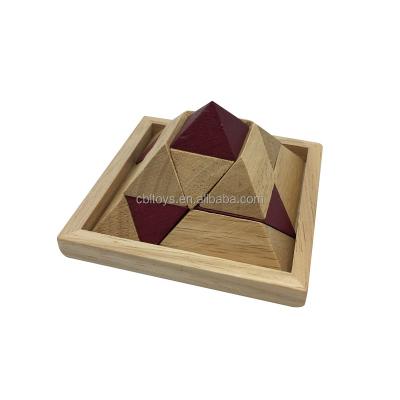 China Toy High Educational Grade Wooden 3d Pyramid Puzzle Piece With Base for sale