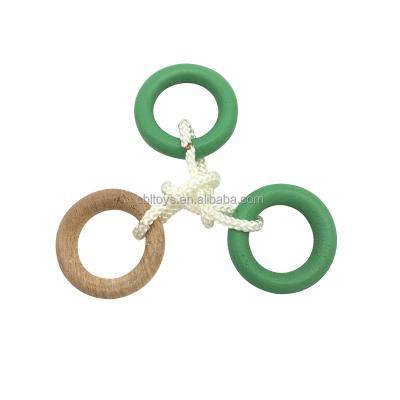 China Mini Rope Educational Wooden Puzzle Toy Triple Ring for sale