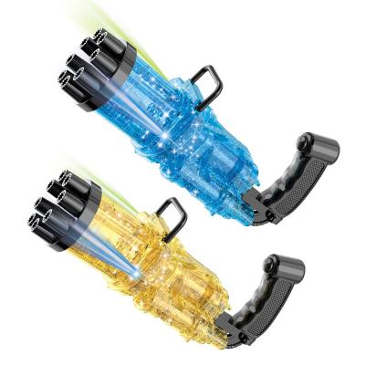 China 2022 8 Holes Bubble Gatling Gun Summer Plastic Automatic Blowing Bubble Machine Light Outdoor Toys Soap Bazooka Bubble Gun For Kids for sale