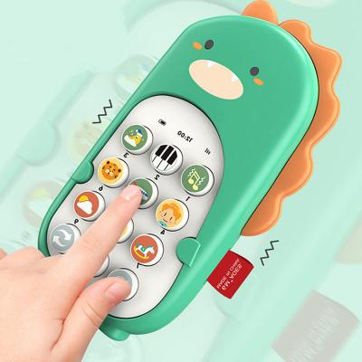 China Baby Dinosaur Musical Phone Plays Phone Educational Multi Function Toy Christmas Gift Baby Mobile Cartoon Music Phone Plays On Sale for sale