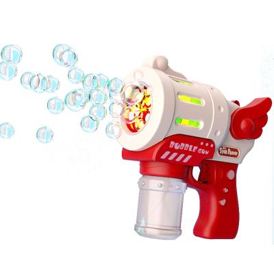 China New Game 5 Holes Outdoor Game Angel Wings Bubble Gun Automatic Bubble Machine Toys Maker Outdoor Bazooka Bubble Blowing Gun For Kids for sale