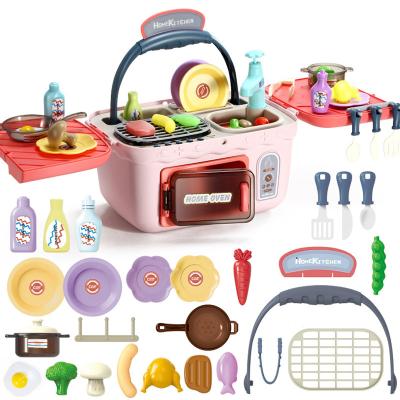 China Eco-Friendly Non-Toxic Pretend Mini Kitchen Room Toys Sets Kids Real Food Model Toys Carry Happy Kitchen Toys Convenient Cooking For Kids for sale