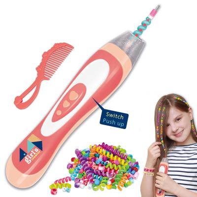 China Dressers Girl Pretend Play Dresser Hair Braider Machine Toys Lovely 2 in1 Beauty Play Toys Set Large Beading Machine Toys Braiding Set for sale