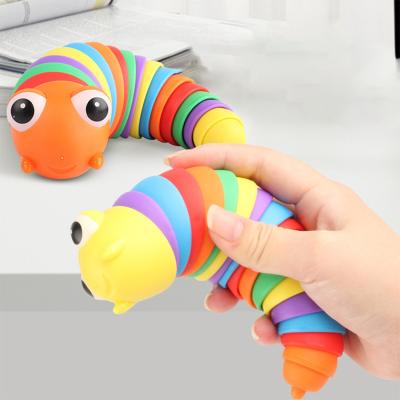 China Squishy Animal Toys 3D Printed Articulated Stretch Slug Sticky Wholesale Relieves Stress Squiggle Slug Toys Squishies Sensory Toys For Autistic for sale