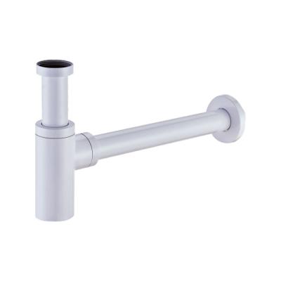 China A-1011-B Modern Brass White Spray Paint Trap Waste Bathroom Sink Bottle Trap For Wash Basin Sink Siphon for sale