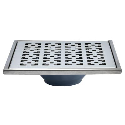 China Leiwo Modern 8 Inch Square Stainless Steel Automatic Shower Drainer Floor Drain Chrome Strainer Filter Metal Grate Graters Covers for sale