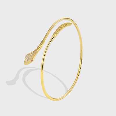 China Fashion TRENDY European and American Personalized Bracelet for Women Snake Bracelet 18K Gold Plated Micro-inlaid Zircon for sale