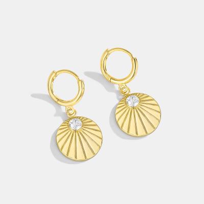 China Europe and America FASHIONABLE fan border round folding earrings for women with simple Czech diamond earrings and elegant earrings for sale