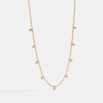 China European and American simple fashion necklace beads zircon color contrast gold plated necklace jewelry wholesale for sale