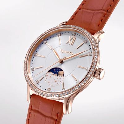 China Moon Phase TC798J Wrist Watch Women Analog Quartz Wristwatch Elegance Watches Stainless Ladies Moon Phase Watches Steel Case China 2021 for sale