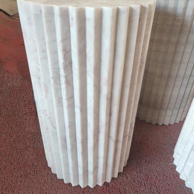 China New Design Stone Modern Home Decor Furniture Cubic Base Round Travertine Natural Marble Pedestal for sale