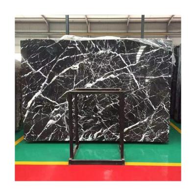 China shopping & Residential Building Projects Chinese HB Black Marquina Marble Slab Tiles With White Veins for sale