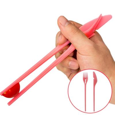 China Disposable Customized Plastic POM Knife and Fork Sushi Chopsticks Set Complete Western Tableware Set for Restaurant for sale