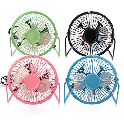 China OEM Low Noise Portable USB Custom Mini Fan With 4 Paddles Multi Color 4 Inch Small Desktop Fan For Promotion for sale