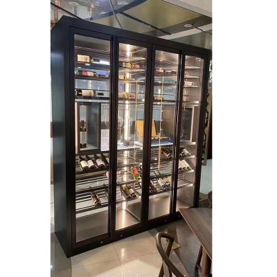 China Item Design 201 Constant Temperature Wine Shelf 304 Stainless Steel Expandable Customized Cabinet With Glass Door for sale