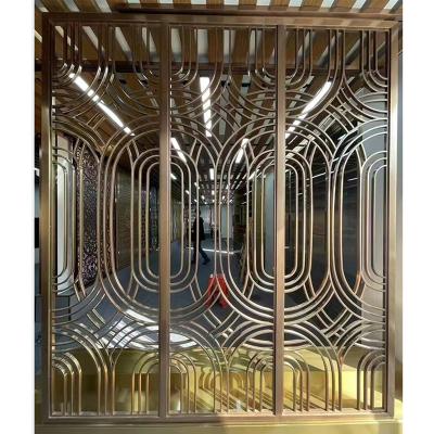 China Custom Luxury American Style Multiple Materials Hall Metal Screen Room Divider Interior Wall Partition Decoration for sale