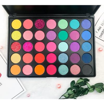 China Waterproof Hot Cosmetic Makeup Professional Pigmented Eyeshadow 35 Color Eyeshadow Palette Customized for sale