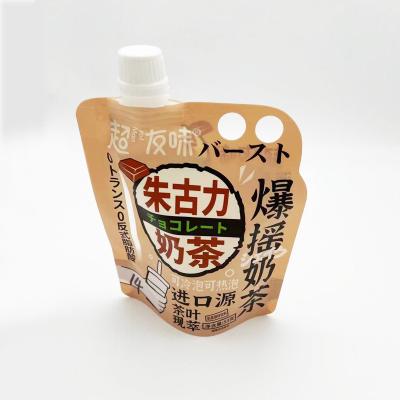 China Disposable can hold hot water special shape plastic spout stand up pouch with hole for milk-tea power for sale