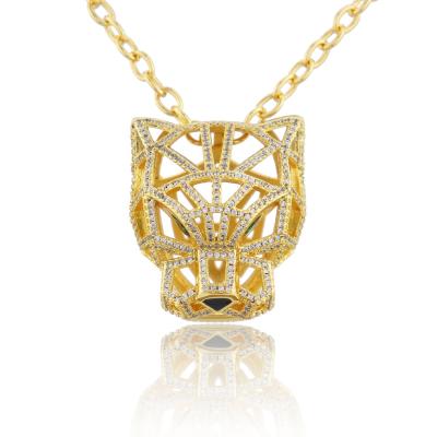 China FASHION Newest Design Jewelry Necklace Hollow Zirconia Panther Pendant Plated 18k Gold Jewelry Necklace For Women for sale