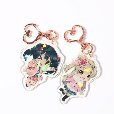 China Lingban eco-friendly prepare your own design acrylic charm anime plastic key chain custom acrylic key chain for sale