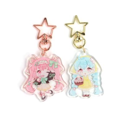 China Lingban Eco-Friendly Personalized Creative Design To Make Kawaii Anime Charms Custom Acrylic Glitter Epoxy Key Chain for sale