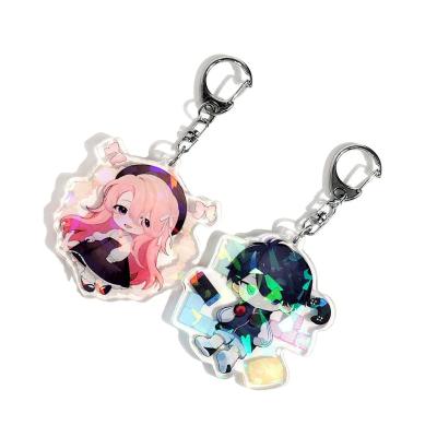 China High Quality Custom Lingban Eco-Friendly Double Side Printed Anime Hologram Acrylic Key Chain Charms for sale