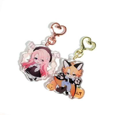 China Lingban eco-friendly wholesale custom key chain accessories double sided epoxy printed anime acrylic glitter keychains for sale