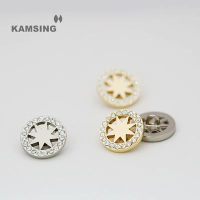 China Dry Cleaning KAMSING-Star Logo Alloy Brass Coat Gold Buttons Coat Rhinestones Sewing Shank Buttons for Clothes for sale