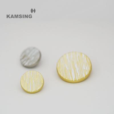 China Custom Zinc Alloy from KAMSING Dry Cleaning- Embossed Metal Sewing Button Logo for Suit Jacket Blazer Coat Thin Gold Button for sale